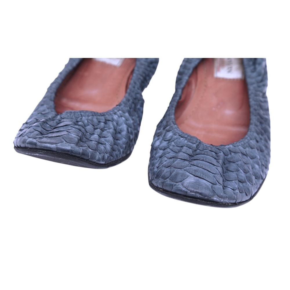 Lanvin Ballet Flats Blue Python Leather Stretch S… - image 6